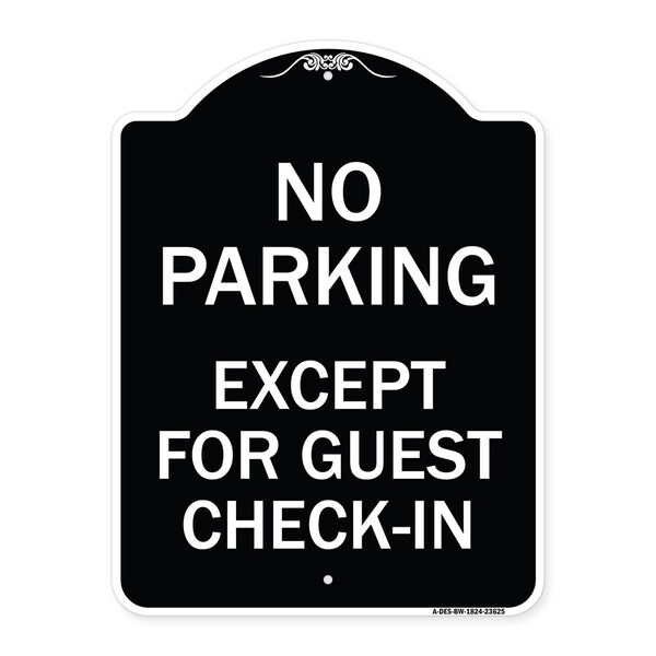 Signmission No Parking Except for Guest Check-In Heavy-Gauge Aluminum Sign, 18" L, 24" H, BW-1824-23625 A-DES-BW-1824-23625 - main
